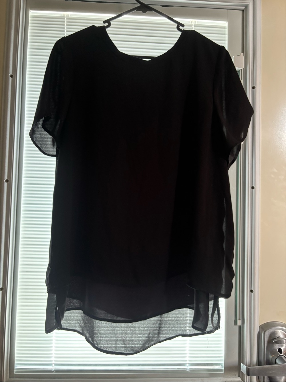Hilary Radley Black Short Sleeve Layered Blouse